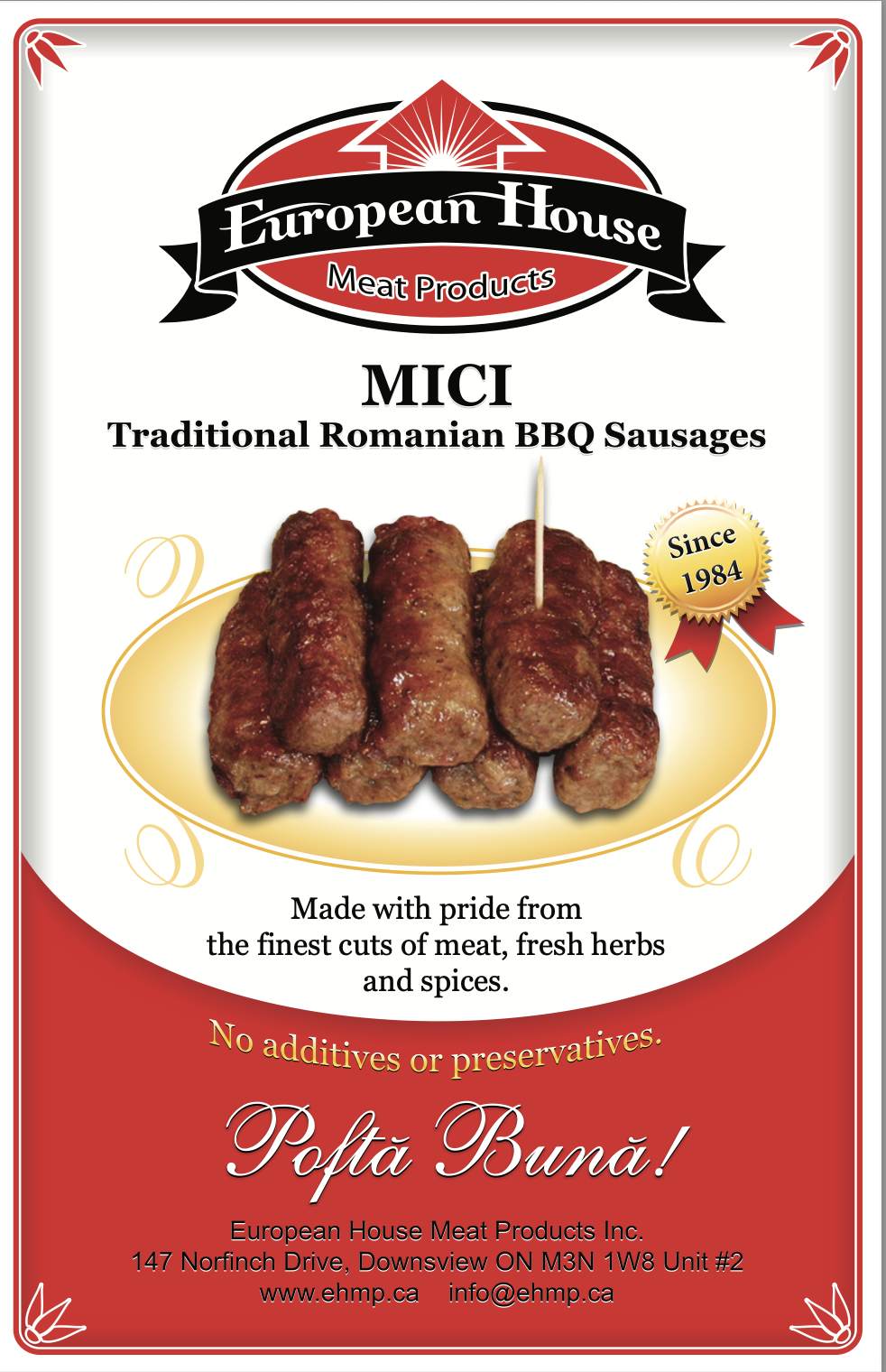 European House Meat Products — mici label